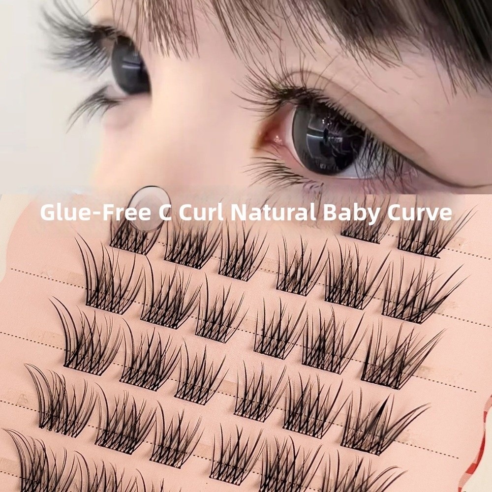 Eyelash Extension No 8 - 60개 클러스터 블랙 셀프 접착식 인조