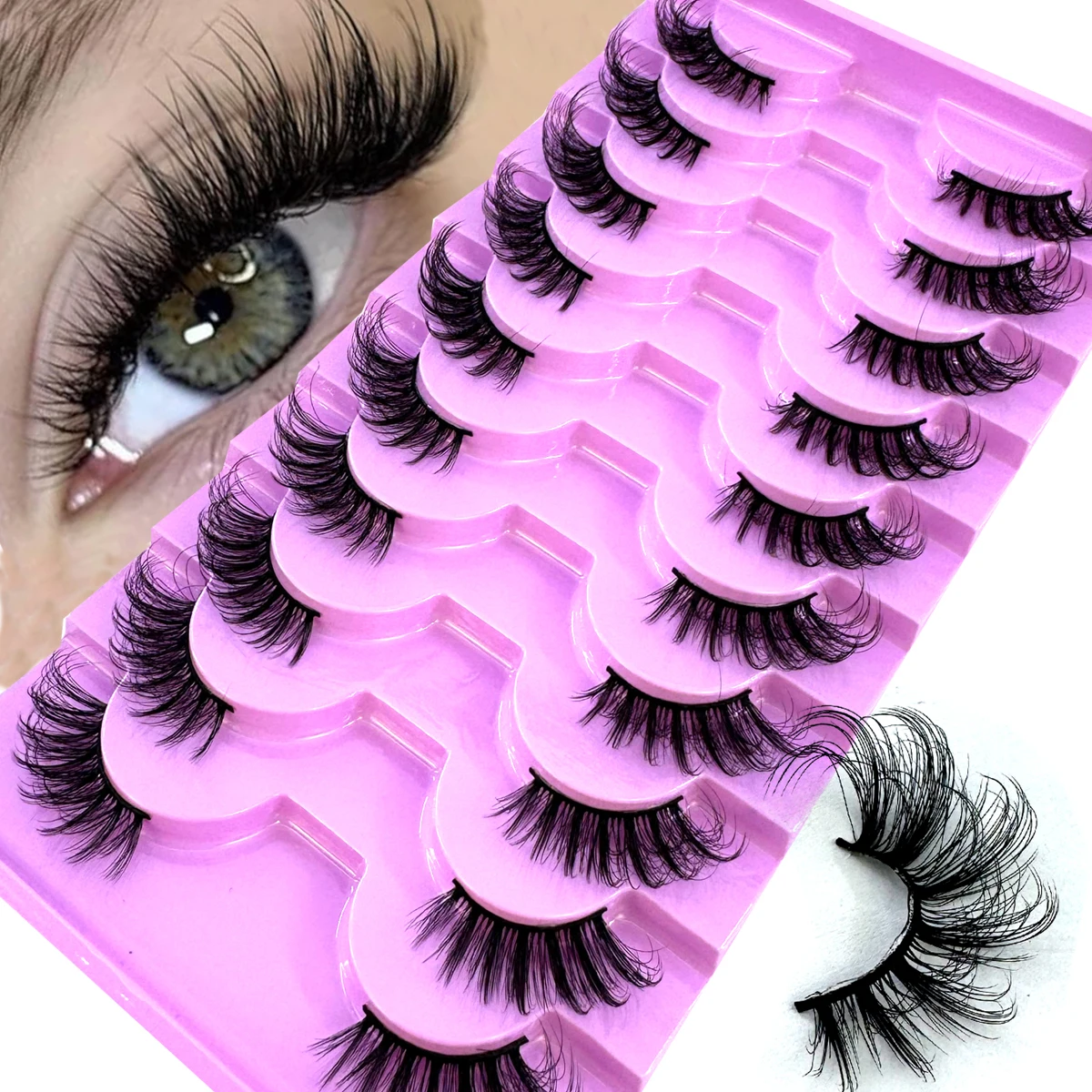 AMSDCN 새로운 하프 아이 10쌍 천연 인조 밍크  - Eyelash Extension Cat Eye 리뷰 및 가격