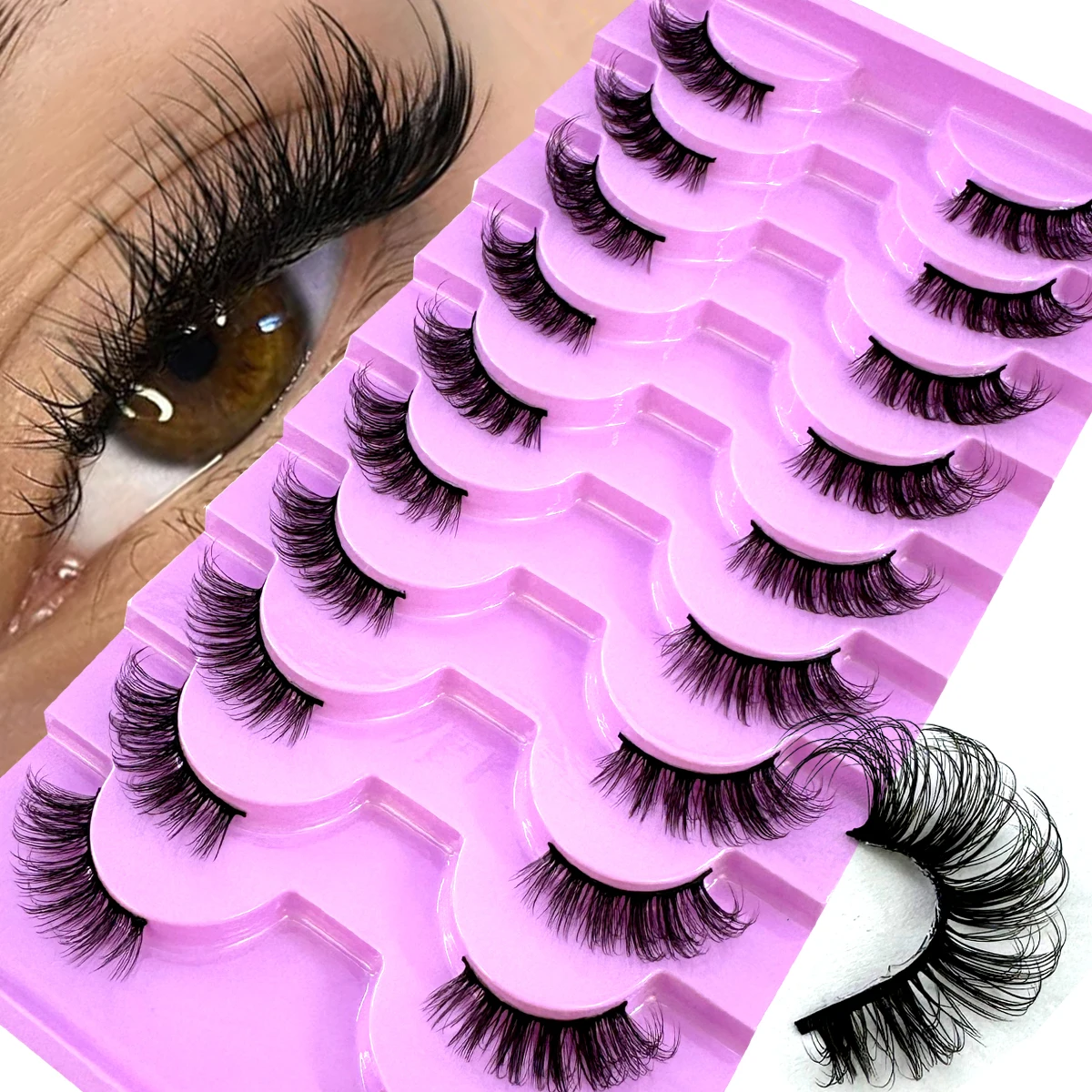 AMSDCN 새로운 하프 아이 10쌍 천연 인조 밍크  - Eyelash Extension Cat Eye 리뷰 및 가격