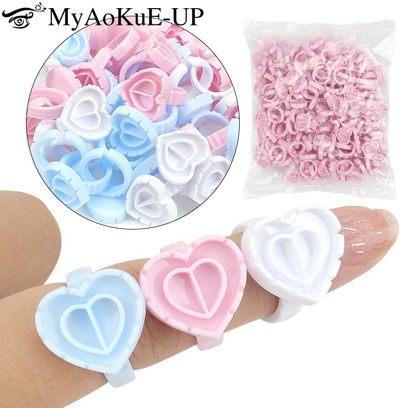 100Pcs 일회용 접착제 링 홀더 속눈썹 연장 용품  - Eyelash Extension Fan 리뷰 및 가격